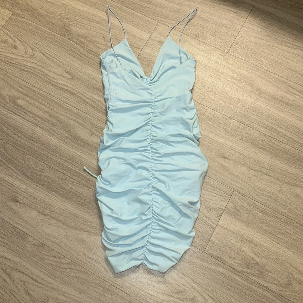 Tiger Mist Mini Ruched Dress - Picture 3 of 4